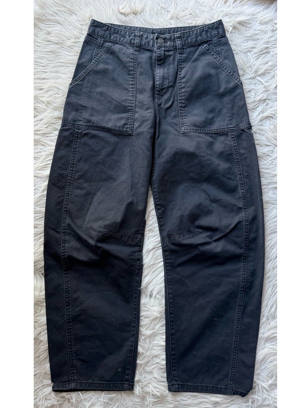 Gap Mid Rise Surplus Twill Barrel Pants Size 2 Black Utility Workwear